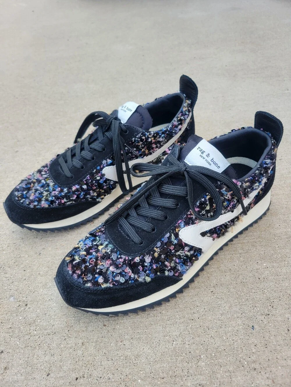 Rag and Bone Retro Runner Boucle Sequin Sneakers Womens 38.5 US 8.5